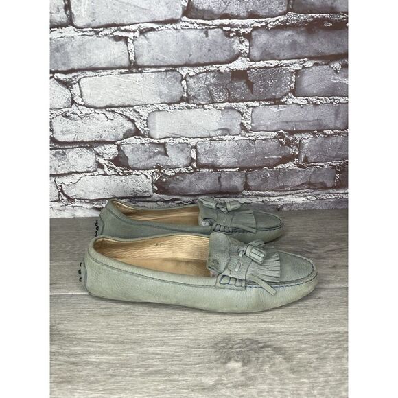 Tods Grey Solid Fringe Leather Kiltie Tassel Driving Loafers Women 41EU/10.5M US - Picture 3 of 16